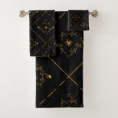 ELEGANT EN ZWART GOLD BATHROOM TOWEL SET BAD HANDDOEK (Insitu)