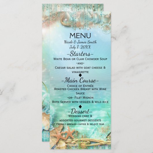 Elégant Enchanté Sous Le Menu Mariage Mer (Devant / Derrière)