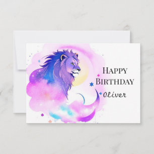 Elegant Enchanted Whimsical Lion Birthday Kaart