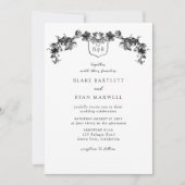 Elegant Enchanting Black Garlands Monogram Wedding Kaart (Voorkant)