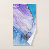 Élégant encre d'alcool marbré bleu et violet (Serviette à main)