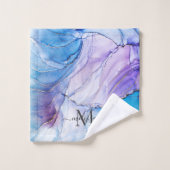 Élégant encre d'alcool marbré bleu et violet (Gant de toilette)