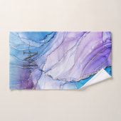 Élégant encre d'alcool marbré bleu et violet (Serviette à main)