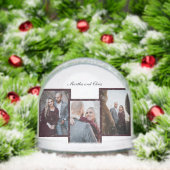 Elegant Engaged Married Script 3 Photo Collage Red (Noël)