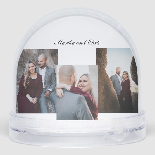 Elegant Engaged Married Script 3 Photo Collage Red (Arrière)