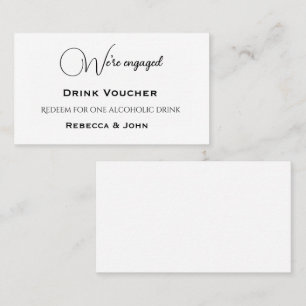 Elegant Engaged Party Drink Voucher Enclosure Card Visitekaartje