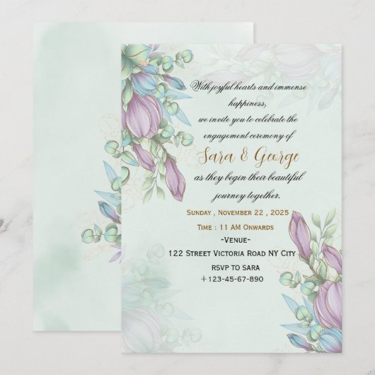Elegant Engagement Invitation  (Devant / Derrière)
