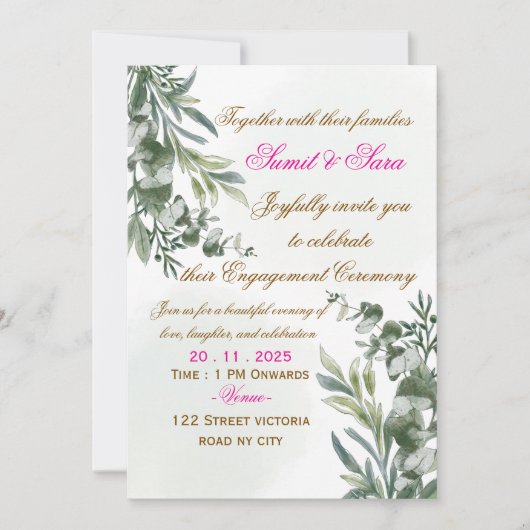 Elegant Engagement Party Invitation Card (Devant)