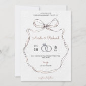 Elegant engagement party invitation with a bow kaart (Voorkant)