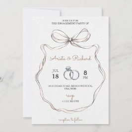 Elegant engagement party invitation with a bow kaart