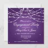 Elegant Engagement Party Sparging String Paars Kaart (Voorkant)