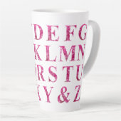 Elegant Engels alfabet in roze bloemenbelettering Latte Mok (Rechterhoek)