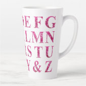 Elegant Engels alfabet in roze bloemenbelettering Latte Mok (Rechts)