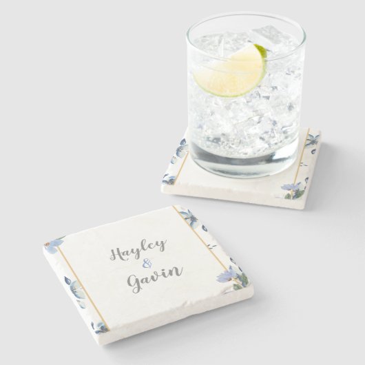 Elegant Engels Waterverf bruiloft Stenen Onderzetter (Zijkant)