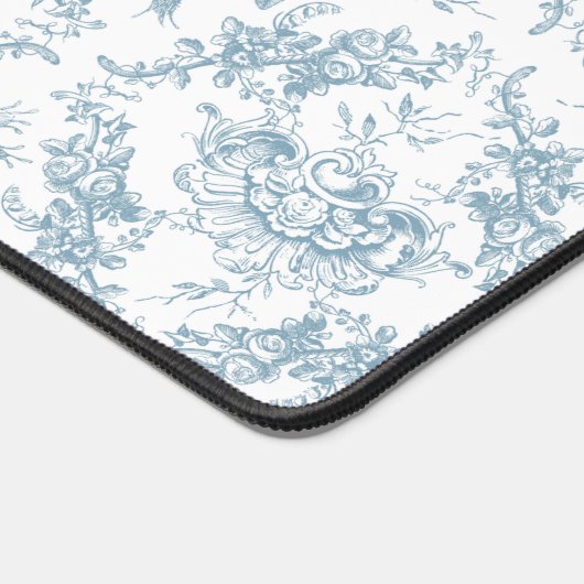 Elegant Engraved Blue and White Floral Toile Bureaumat (Hoek)