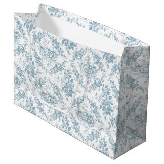 Elegant Engraved Blue and White Floral Toile Groot Cadeauzakje