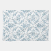 Elegant Engraved Blue and White Floral Toile Theedoek (Horizontaal)