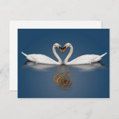 Élégant Enregistrer La Carte Date Swans Photo Hear (Devant / Derrière)
