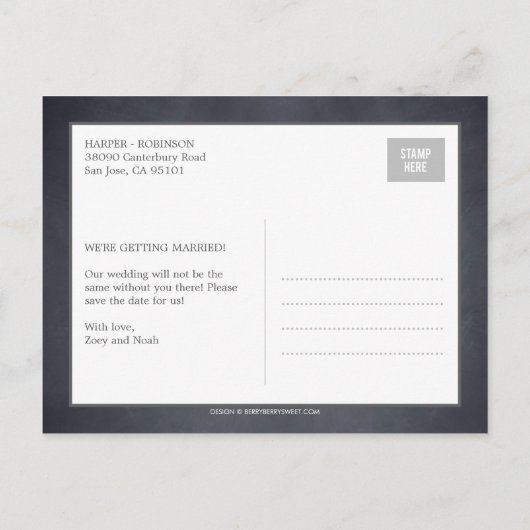 Élégant - Enregistrer La Carte Postale Date (Dos)