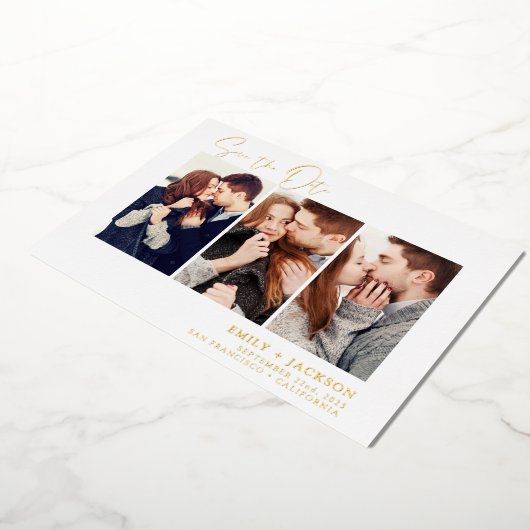 Élégant Enregistrer la date 3 Invitations photo (Rotation)