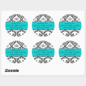 Élégant Enregistrer la date Damask Stickers Aqua B (Feuille)