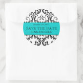 Élégant Enregistrer la date Damask Stickers Aqua B (Sac)