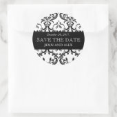 Élégant Enregistrer la date Damask Stickers Black (Sac)