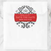 Élégant Enregistrer la date Damask Stickers Rouge (Sac)