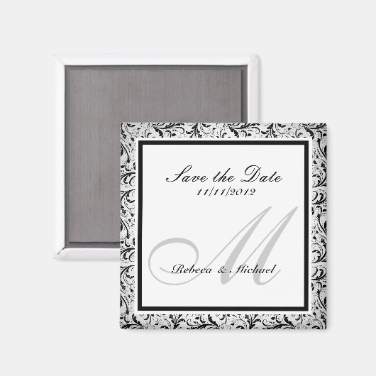 Élégant Enregistrer la date Monogramme Magnets (Recto/Verso)