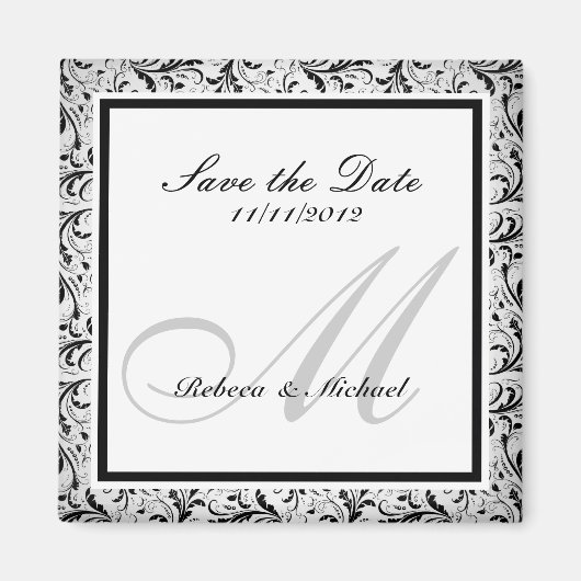 Élégant Enregistrer la date Monogramme Magnets (Devant)