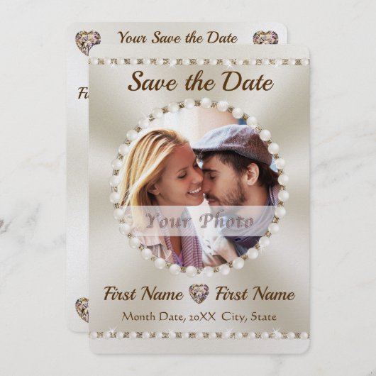 Élégant Enregistrer les invitations de date, perso (Devant / Derrière)