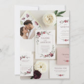 Elégant ensemble de Faire-part de mariage floraux (Devant)