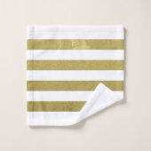 Élégant ensemble de serviettes bleu et blanc rayé (Gant de toilette)