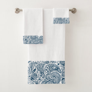 Élégant ensemble de serviettes de bain Blue Floral