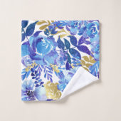 Élégant ensemble de serviettes de bain Floral Bleu (Gant de toilette)