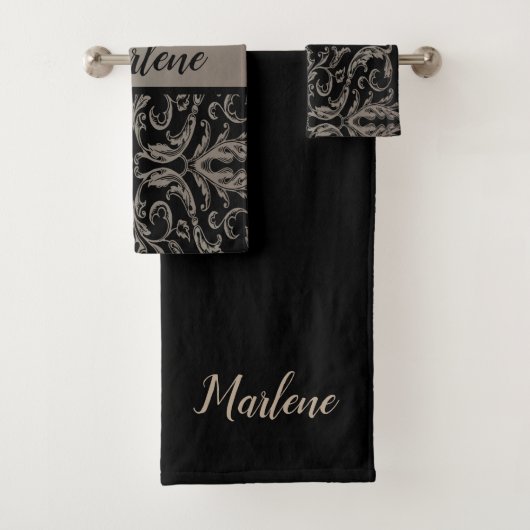 Élégant ensemble de serviettes de bain monogramme (En situation)