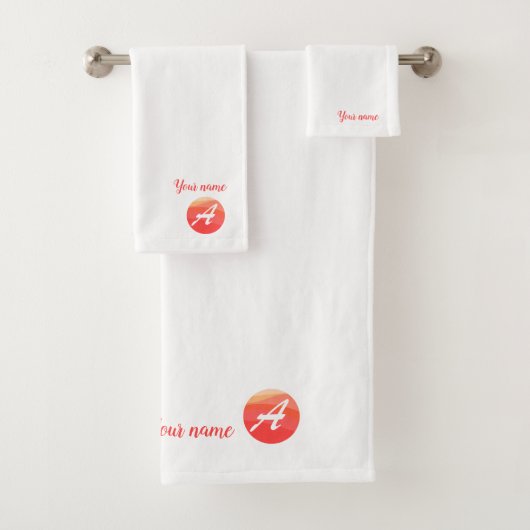 Élégant ensemble de serviettes de bain orange ondu (En situation)