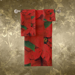 Élégant ensemble de serviettes de bain Poinsettia