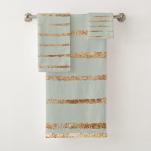 Élégant Ensemble De Serviettes De Bain Verte Gold 