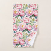 Élégant ensemble de serviettes florales Roses rose (Serviette à main)