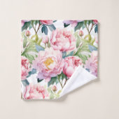 Élégant ensemble de serviettes florales Roses rose (Gant de toilette)