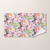 Élégant ensemble de serviettes florales Roses rose (Serviette à main)