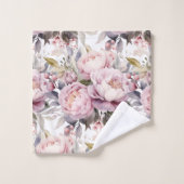 Élégant ensemble de serviettes florales Roses rose (Gant de toilette)