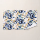 Élégant ensemble de serviettes Roses bleu or blanc (Serviette à main)