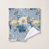 Élégant ensemble de serviettes Roses Blue Gold (Gant de toilette)