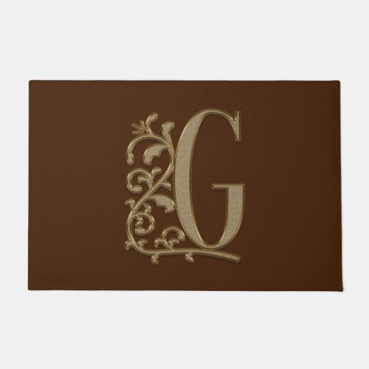 Elegant Entry Monogram G Initiaal op bruin Deurmat (Voorkant)