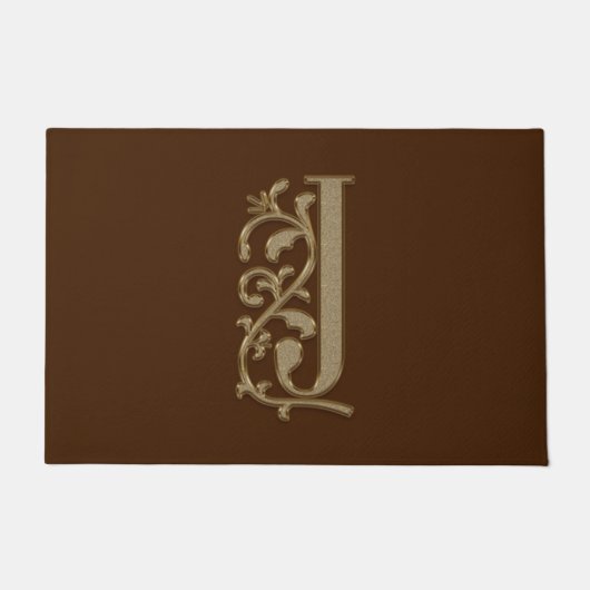 Elegant Entry Monogram J Initiaal op bruin Deurmat (Voorkant)
