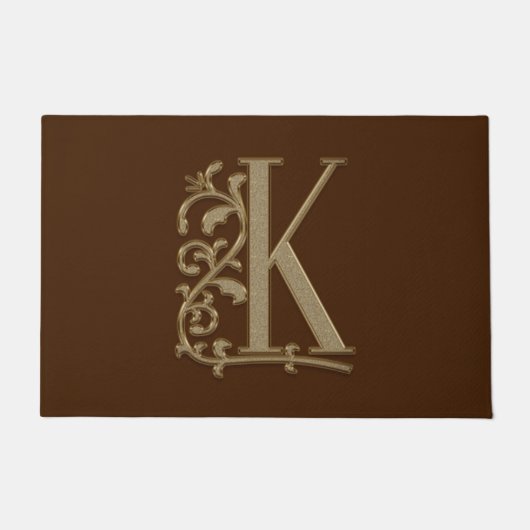 Elegant Entry Monogram K Initiaal op bruin Deurmat (Voorkant)