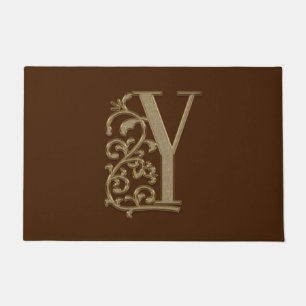 Elegant Entry Monogram Y Initiaal op bruin Deurmat