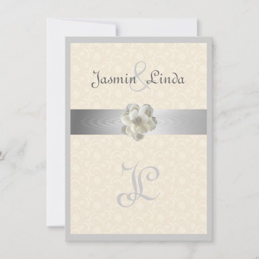 Élégant, Éperche, Ruban Faux, Faire-part de mariag (Devant)